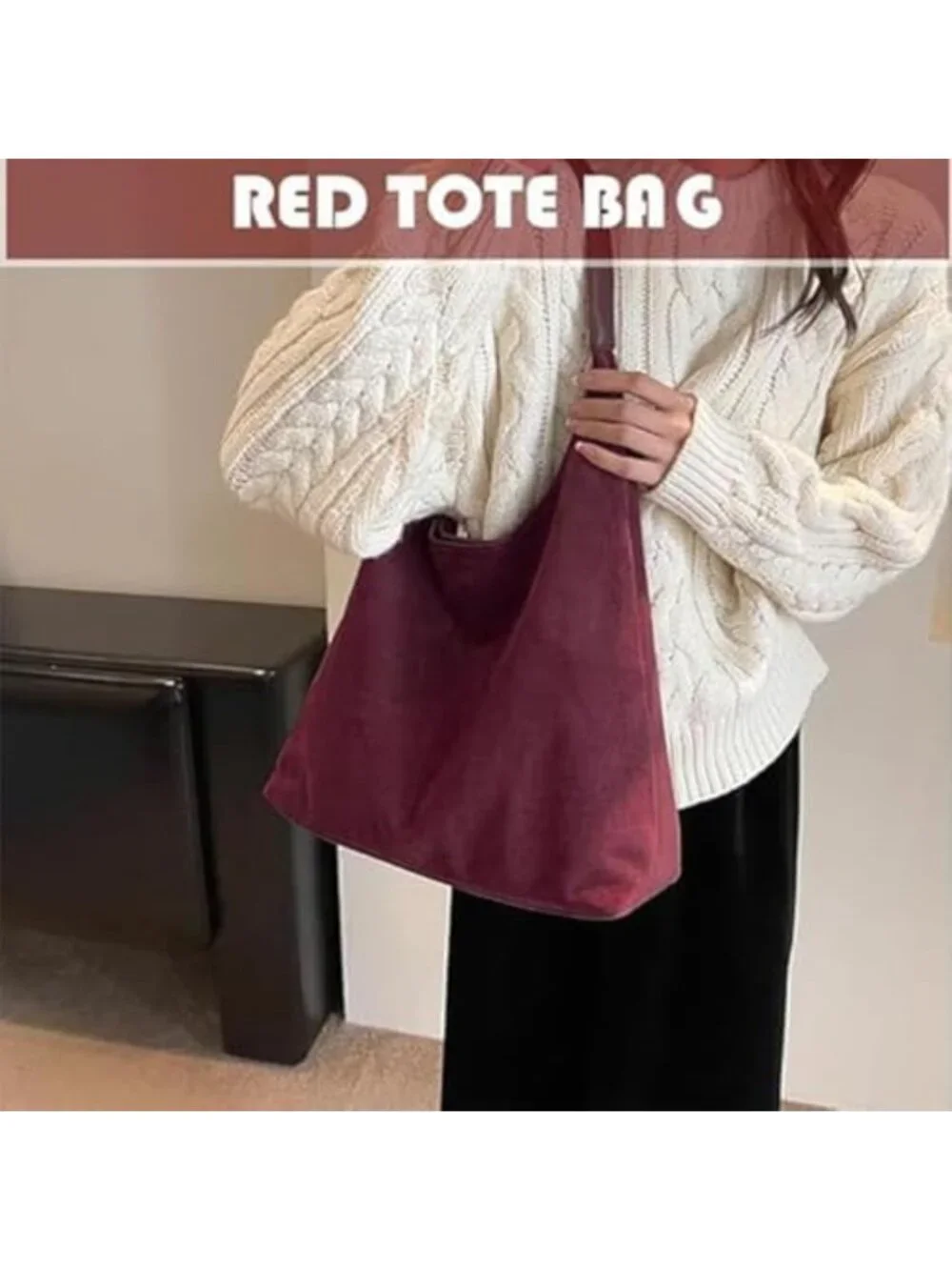 Stylish Brown Suede Shoulder Tote Bag for Women - Perfect Valentine's Day Gift
